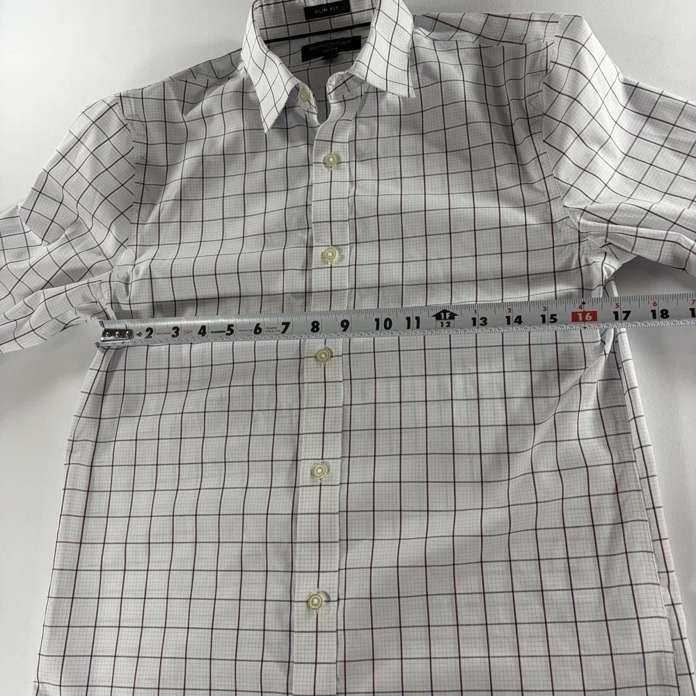 Banana Republic Men's Small Slim Fit Non-Iron Plaid Long Sleeve Dress Shirt